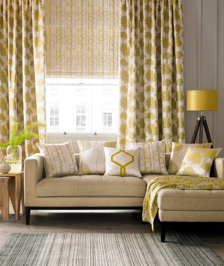 yellow curtains and drapes