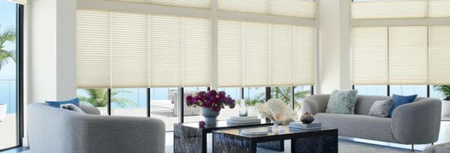 Living room with custom window treatments