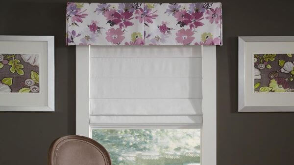 Board mounted valances are top treatments where the material is attached to a board and mounted above the window. 