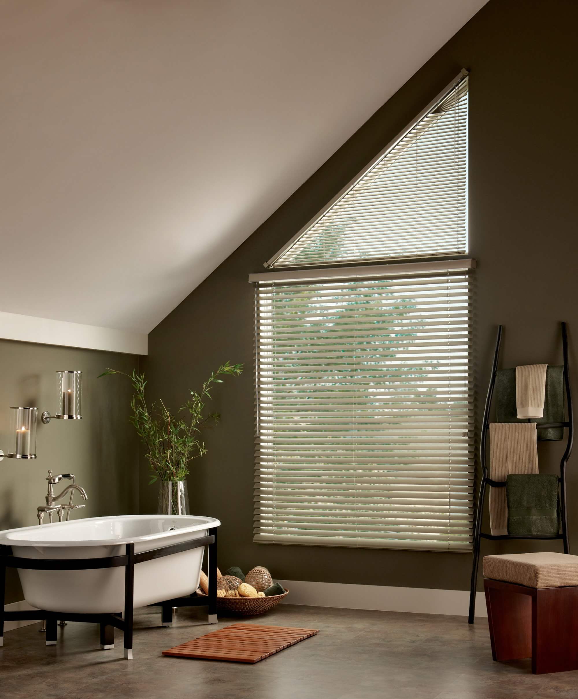 Blinds for store angled windows
