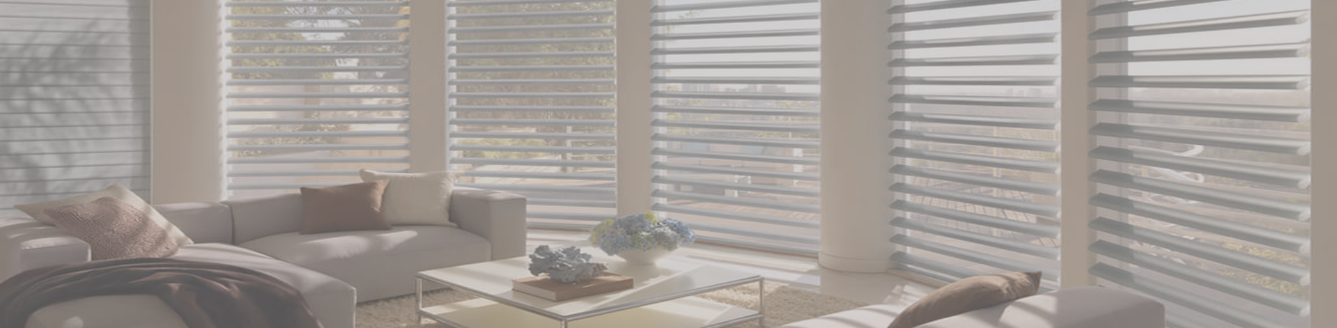 open custom blinds in a living area
