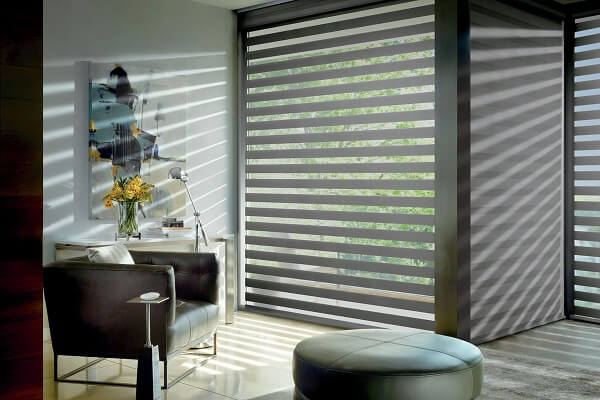 Motorization and smart home connection options are available on a wide range of window treatment options providing added convenience, efficiency, and aesthetics. 