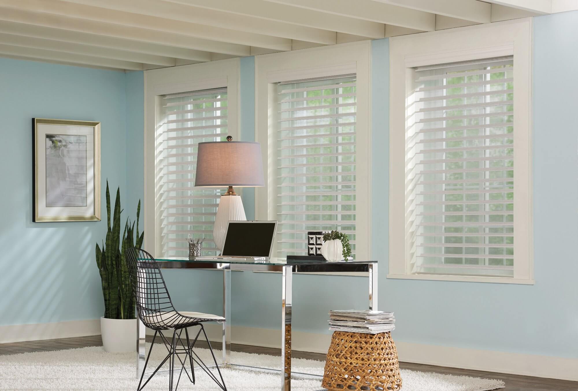 Keep your office a refuge - free and clear of any additional storage or clutter. Keep your office a refuge - free and clear of any additional storage or clutter.