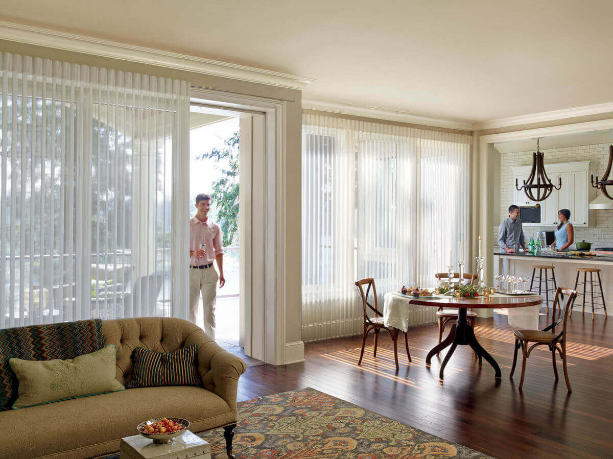 Window treatments designed to operate over sliding glass doors will provide light control and privacy without hindering the use of the doorway. Window treatments designed to operate over sliding glass doors will provide light control and privacy without hindering the use of the doorway.