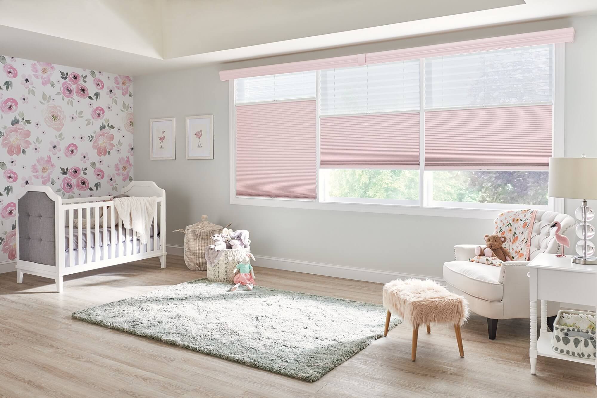 Cordless top down/bottom up window treatments are a wonderful option for children's bedrooms, nurseries, or playrooms. Window Covering Safety Cordless Blinds