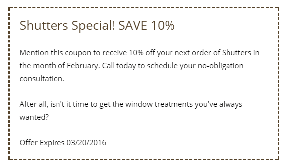 February 2016 Shutters coupon