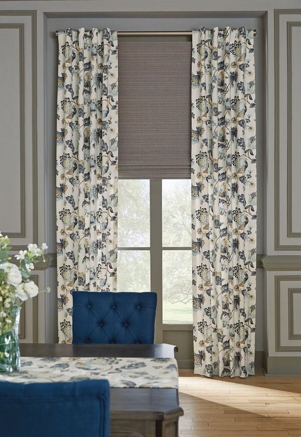 Pick a pattern or print to layer on top of a solid colored window treatment to make your windows pop. Pick a pattern or print to layer on top of a solid colored window treatment to make your windows pop.