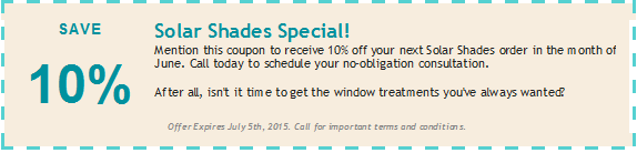 June 2015 Solar Shades coupon