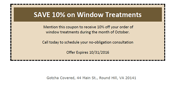 October 2016 Window Treatment coupon