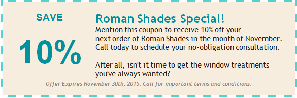 November 2015 Roman shades coupon
