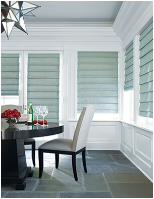 Gray Roman shade blinds