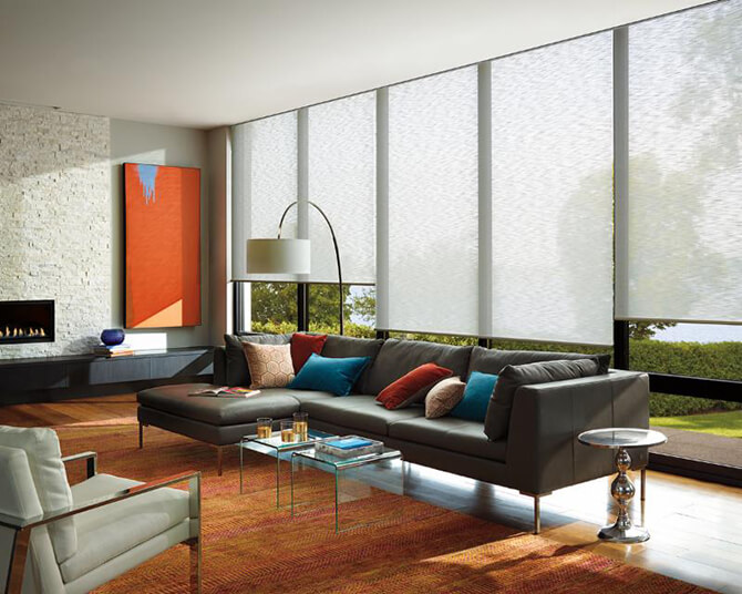 Solar shades in modern living room