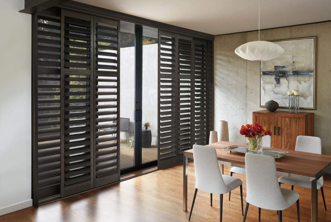 sliding wood shutters for glass doors