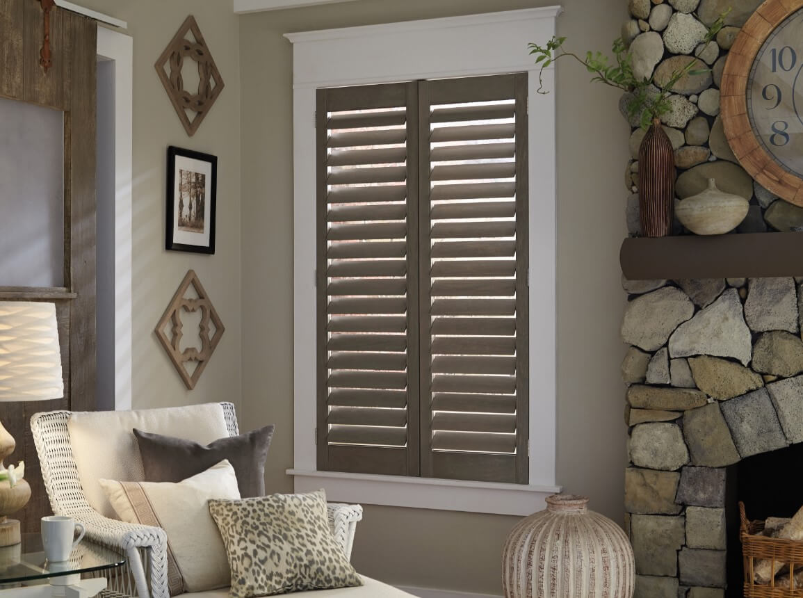 gray wood shutters