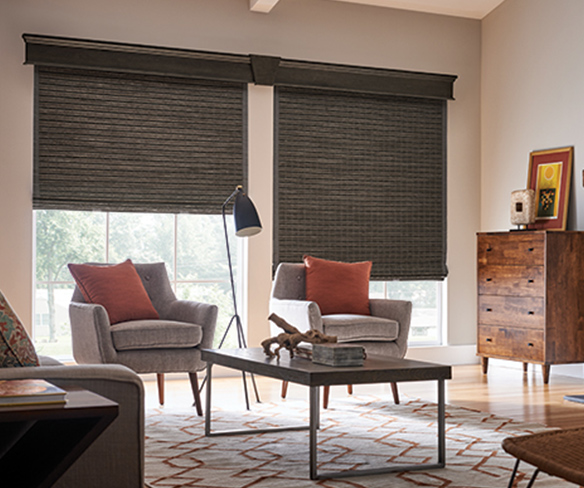 modern living room with wood accents